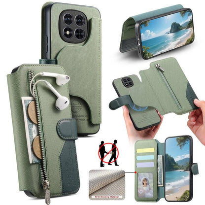 Twill Fabric MagSafe RFID Anti-theft Zipper Wallet Leather Phone Case, For Redmi K90 Pro Max / Poco F8 Ultra, For Redmi Turbo 5 Max / Poco X8 Pro Max, For Redmi Turbo 5 5G / Poco X8 Pro 5G, For Redmi K90 / Poco F8 Pro 5G, For Redmi Turbo 4 Pro / Poco F...
