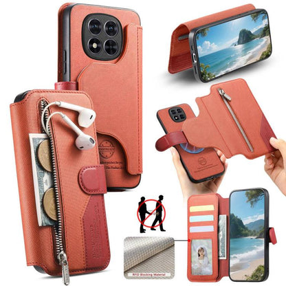 Twill Fabric MagSafe RFID Anti-theft Zipper Wallet Leather Phone Case, For Redmi K90 Pro Max / Poco F8 Ultra, For Redmi Turbo 5 Max / Poco X8 Pro Max, For Redmi Turbo 5 5G / Poco X8 Pro 5G, For Redmi K90 / Poco F8 Pro 5G, For Redmi Turbo 4 Pro / Poco F...
