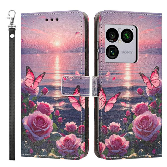 Painted Pattern Vegan Leather Phone Case with Strap, For Sony Xperia 1 VIII, For Sony Xperia 10 VII, For Sony Xperia 1 VII, For Sony Xperia 10 VI, For Sony Xperia 1 VI, For Sony Xperia 5 V, For Sony Xperia 1 V, For Sony Xperia 10 V