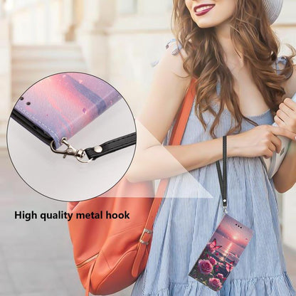 Étui de téléphone en cuir végétalien à motif peint avec dragonne, Pour Sony Xperia 1 VIII, Pour Sony Xperia 10 VII, Pour Sony Xperia 1 VII, Pour Sony Xperia 10 VI, Pour Sony Xperia 1 VI, Pour Sony Xperia 5 V, Pour Sony Xperia 1 V, Pour Sony Xperia 10 V