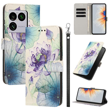 Étui de téléphone en cuir végétalien à motif peint avec dragonne, Pour Sony Xperia 1 VIII, Pour Sony Xperia 10 VII, Pour Sony Xperia 1 VII, Pour Sony Xperia 10 VI, Pour Sony Xperia 1 VI, Pour Sony Xperia 5 V, Pour Sony Xperia 1 V, Pour Sony Xperia 10 V