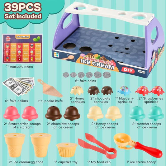 Jeu de magasin à empiler DIY cône de glace pour jeu d'imitation parent-enfant