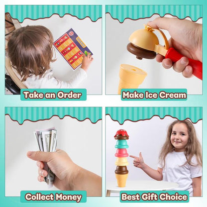 Parent-child Interaction Pretend Play DIY Ice Cream Cone Sackable Store Game