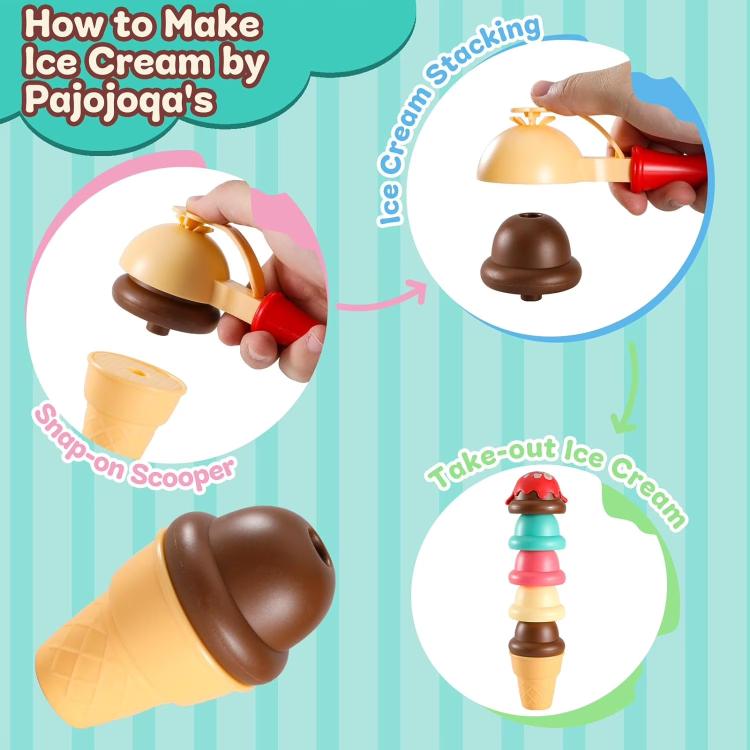 Parent-child Interaction Pretend Play DIY Ice Cream Cone Sackable Store Game