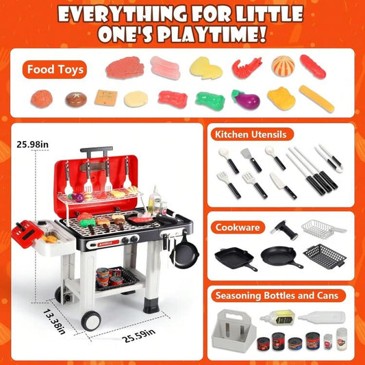 Ensemble de 42 pièces : barbecue électrique avec effets sonores et lumineux pour enfants.