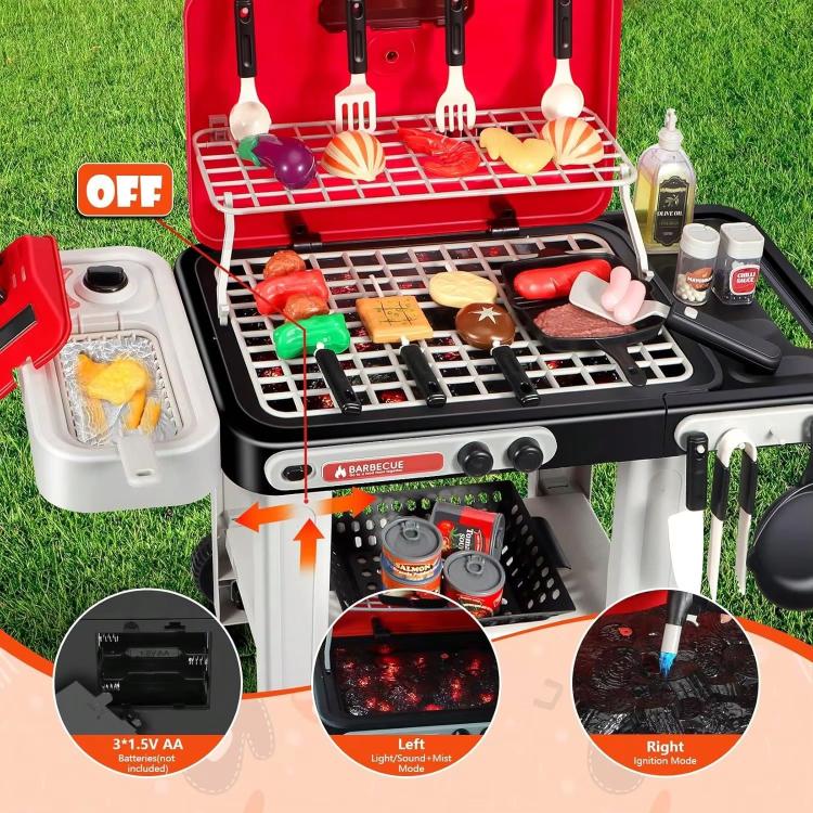 42pcs / Set Electric Sound and Light Spray Children Pretend Simulation Barbecue Grill Toy Set