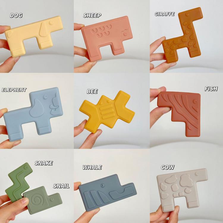 10pcs / Set Children Early Educational Soft Building Block Relief-carved Stacking Game, Animals, House