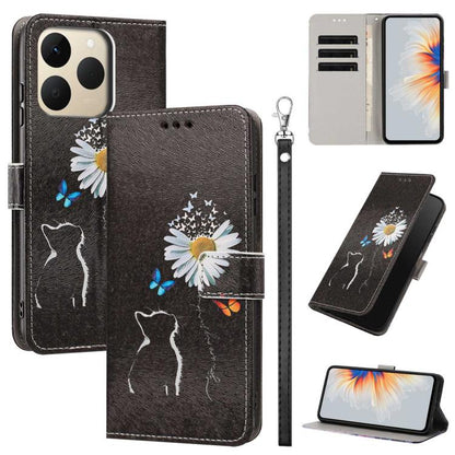 Painted Pattern Vegan Leather Phone Case with Strap, For Realme 16T 5G, For Realme C100 / C100i / C100x 4G, For Realme P4 Power 5G, For Realme C85 4G Global/15X, For Realme 16 5G, For Realme 16 Pro+ 5G, For Realme 16 Pro 5G                             ...