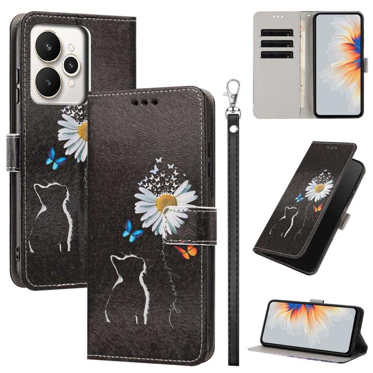Painted Pattern Vegan Leather Phone Case with Strap, For Realme 16T 5G, For Realme C100 / C100i / C100x 4G, For Realme P4 Power 5G, For Realme C85 4G Global/15X, For Realme 16 5G, For Realme 16 Pro+ 5G, For Realme 16 Pro 5G                             ...