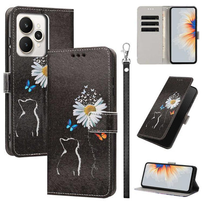 Painted Pattern Vegan Leather Phone Case with Strap, For Realme 16T 5G, For Realme C100 / C100i / C100x 4G, For Realme P4 Power 5G, For Realme C85 4G Global/15X, For Realme 16 5G, For Realme 16 Pro+ 5G, For Realme 16 Pro 5G                             ...