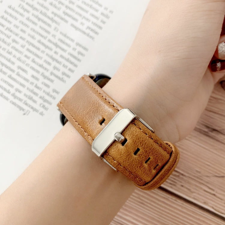 Crazy Horse Texture Genuine Leather Replacement Strap Watchband, For OPPO Watch 41mm, For OPPO Watch 46mm