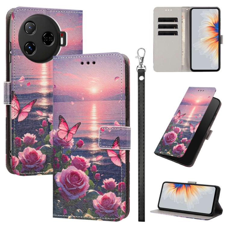 Painted Pattern Vegan Leather Phone Case with Strap, For Tecno Spark 30C, For Tecno Spark Go 1, For Tecno Spark 20 Pro 5G, For Tecno Camon 30 Premier 5G/CL 9, For Tecno Pova 6 Neo, For Tecno Pova 6/Pova 6 Pro, For Tecno Camon 30 Pro, For Tecno Camon 30...