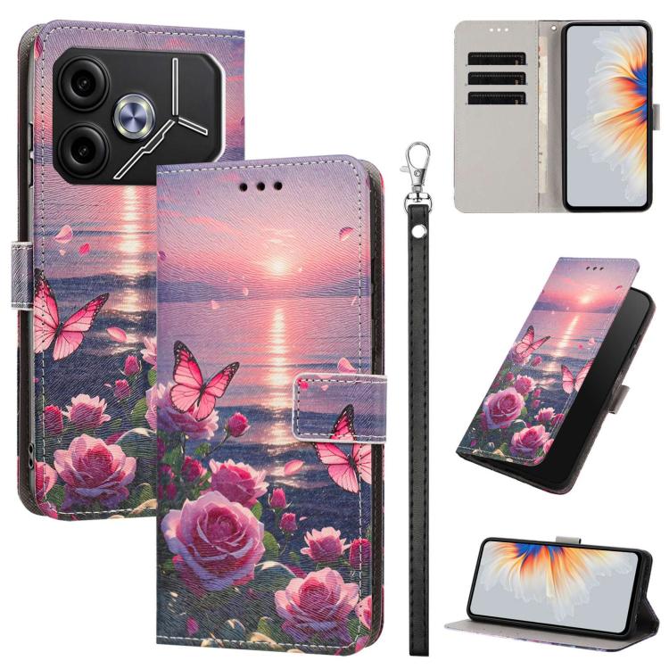 Painted Pattern Vegan Leather Phone Case with Strap, For Tecno Spark 30C, For Tecno Spark Go 1, For Tecno Spark 20 Pro 5G, For Tecno Camon 30 Premier 5G/CL 9, For Tecno Pova 6 Neo, For Tecno Pova 6/Pova 6 Pro, For Tecno Camon 30 Pro, For Tecno Camon 30...
