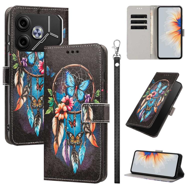 Painted Pattern Vegan Leather Phone Case with Strap, For Tecno Spark 30C, For Tecno Spark Go 1, For Tecno Spark 20 Pro 5G, For Tecno Camon 30 Premier 5G/CL 9, For Tecno Pova 6 Neo, For Tecno Pova 6/Pova 6 Pro, For Tecno Camon 30 Pro, For Tecno Camon 30...