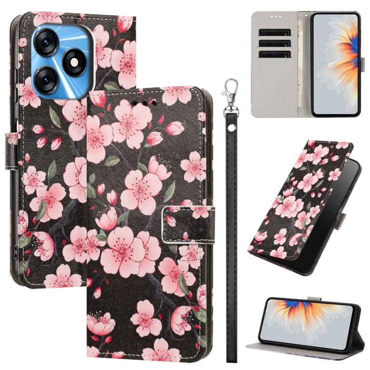 Painted Pattern Vegan Leather Phone Case with Strap, For Tecno Pova 5 4G, For Tecno Camon 20 Premier, For Tecno Camon 20 Pro 5G, For Tecno Camon 20/20 Pro, For Tecno Spark 10/Spark 10C, For Tecno Spark Go 2023, For Tecno Spark 10 Pro/K17 4G