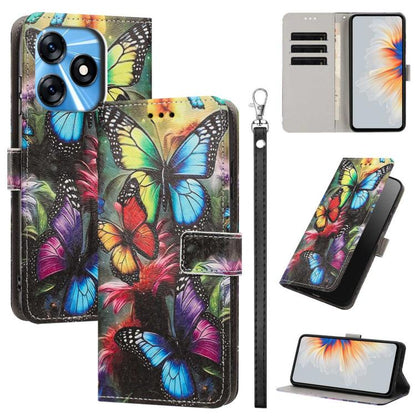 Painted Pattern Vegan Leather Phone Case with Strap, For Tecno Pova 5 4G, For Tecno Camon 20 Premier, For Tecno Camon 20 Pro 5G, For Tecno Camon 20/20 Pro, For Tecno Spark 10/Spark 10C, For Tecno Spark Go 2023, For Tecno Spark 10 Pro/K17 4G