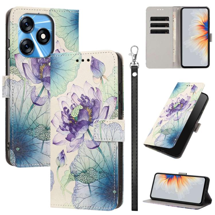 Painted Pattern Vegan Leather Phone Case with Strap, For Tecno Pova 5 4G, For Tecno Camon 20 Premier, For Tecno Camon 20 Pro 5G, For Tecno Camon 20/20 Pro, For Tecno Spark 10/Spark 10C, For Tecno Spark Go 2023, For Tecno Spark 10 Pro/K17 4G