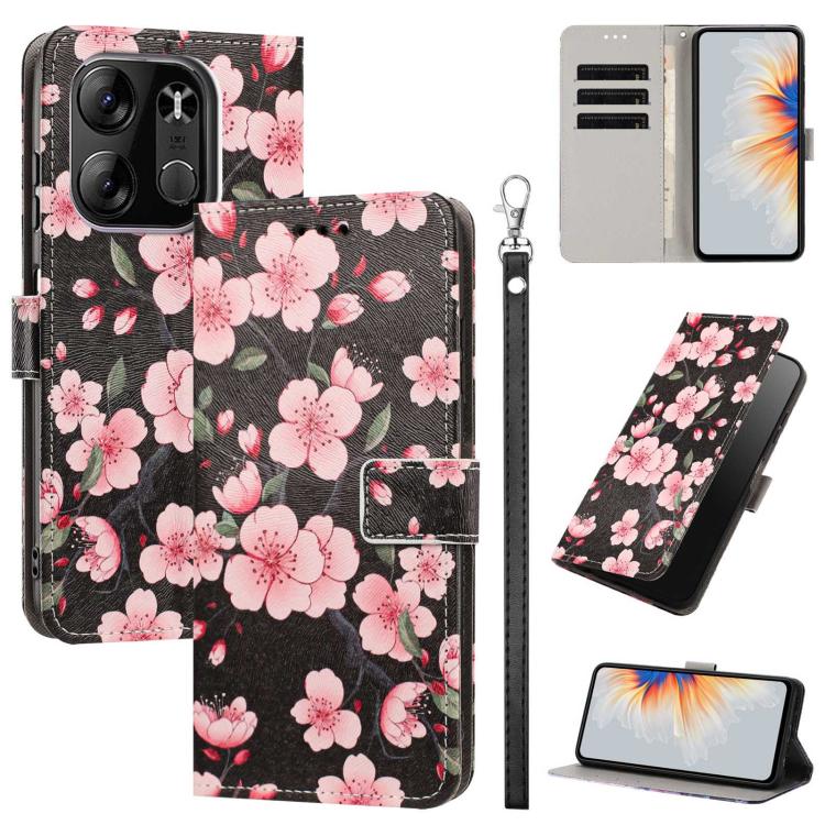 Painted Pattern Vegan Leather Phone Case with Strap, For Tecno Pova 5 4G, For Tecno Camon 20 Premier, For Tecno Camon 20 Pro 5G, For Tecno Camon 20/20 Pro, For Tecno Spark 10/Spark 10C, For Tecno Spark Go 2023, For Tecno Spark 10 Pro/K17 4G