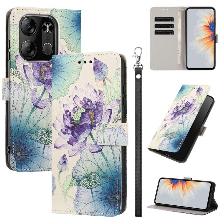 Painted Pattern Vegan Leather Phone Case with Strap, For Tecno Pova 5 4G, For Tecno Camon 20 Premier, For Tecno Camon 20 Pro 5G, For Tecno Camon 20/20 Pro, For Tecno Spark 10/Spark 10C, For Tecno Spark Go 2023, For Tecno Spark 10 Pro/K17 4G