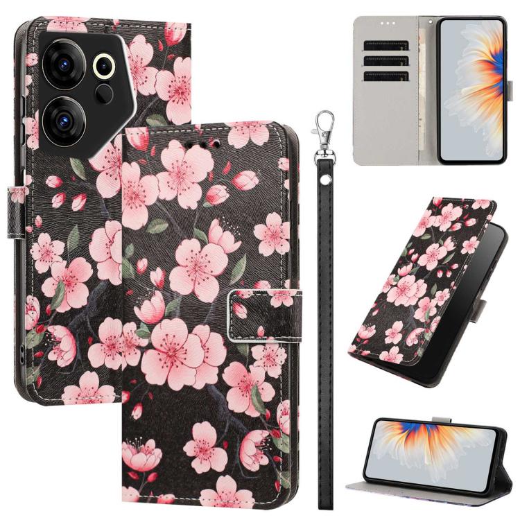 Painted Pattern Vegan Leather Phone Case with Strap, For Tecno Pova 5 4G, For Tecno Camon 20 Premier, For Tecno Camon 20 Pro 5G, For Tecno Camon 20/20 Pro, For Tecno Spark 10/Spark 10C, For Tecno Spark Go 2023, For Tecno Spark 10 Pro/K17 4G