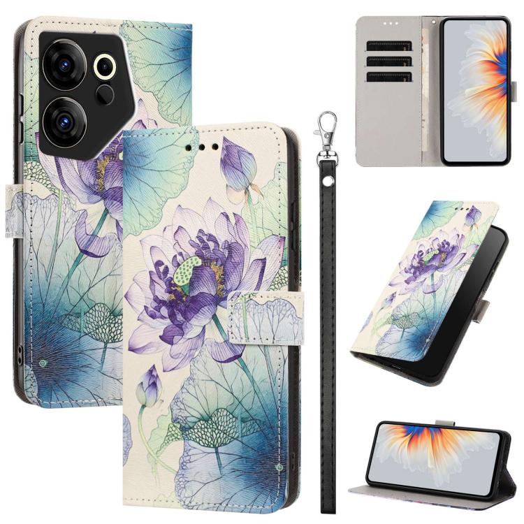 Painted Pattern Vegan Leather Phone Case with Strap, For Tecno Pova 5 4G, For Tecno Camon 20 Premier, For Tecno Camon 20 Pro 5G, For Tecno Camon 20/20 Pro, For Tecno Spark 10/Spark 10C, For Tecno Spark Go 2023, For Tecno Spark 10 Pro/K17 4G