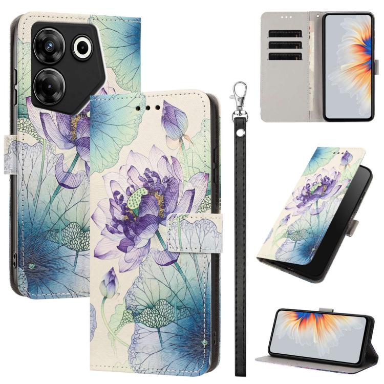 Painted Pattern Vegan Leather Phone Case with Strap, For Tecno Pova 5 4G, For Tecno Camon 20 Premier, For Tecno Camon 20 Pro 5G, For Tecno Camon 20/20 Pro, For Tecno Spark 10/Spark 10C, For Tecno Spark Go 2023, For Tecno Spark 10 Pro/K17 4G
