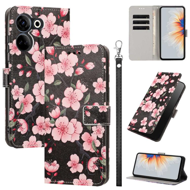 Painted Pattern Vegan Leather Phone Case with Strap, For Tecno Pova 5 4G, For Tecno Camon 20 Premier, For Tecno Camon 20 Pro 5G, For Tecno Camon 20/20 Pro, For Tecno Spark 10/Spark 10C, For Tecno Spark Go 2023, For Tecno Spark 10 Pro/K17 4G
