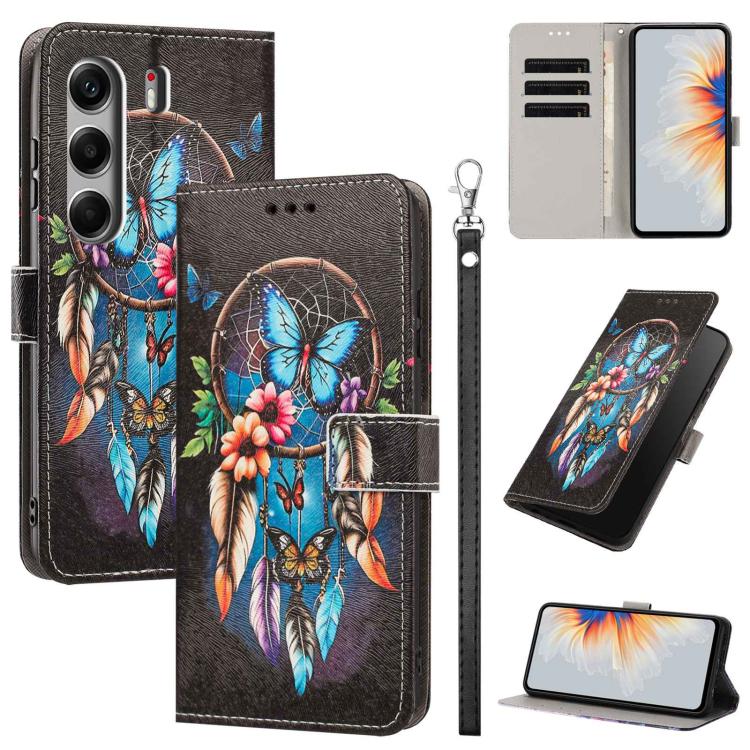 Painted Pattern Vegan Leather Phone Case with Strap, For Tecno Pova 7 Ultra 5G, For Tecno Pova 7 4G, For Tecno Camon 40 Pro, For Tecno Camon 40 Premier, For Tecno Camon 40, For Tecno Camon 40 Pro 5G Global, For Tecno Spark 30C 5G/Pop 9 5G              ...