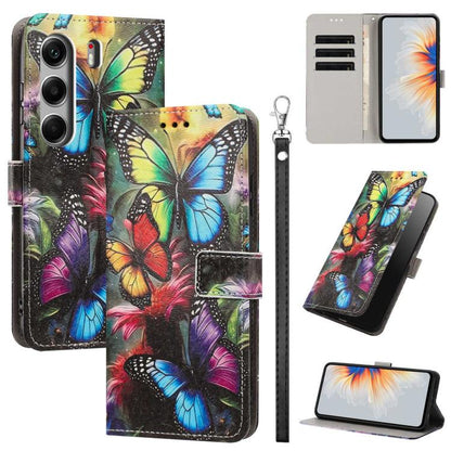 Painted Pattern Vegan Leather Phone Case with Strap, For Tecno Pova 7 Ultra 5G, For Tecno Pova 7 4G, For Tecno Camon 40 Pro, For Tecno Camon 40 Premier, For Tecno Camon 40, For Tecno Camon 40 Pro 5G Global, For Tecno Spark 30C 5G/Pop 9 5G              ...
