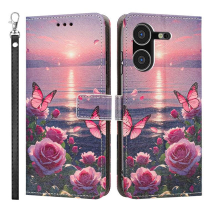 Painted Pattern Vegan Leather Phone Case with Strap, For Tecno Pova 5 4G, For Tecno Camon 20 Premier, For Tecno Camon 20 Pro 5G, For Tecno Camon 20/20 Pro, For Tecno Spark 10/Spark 10C, For Tecno Spark Go 2023, For Tecno Spark 10 Pro/K17 4G