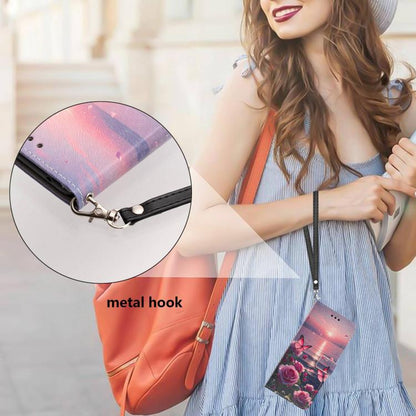 Painted Pattern Vegan Leather Phone Case with Strap, For Tecno Pova 5 4G, For Tecno Camon 20 Premier, For Tecno Camon 20 Pro 5G, For Tecno Camon 20/20 Pro, For Tecno Spark 10/Spark 10C, For Tecno Spark Go 2023, For Tecno Spark 10 Pro/K17 4G