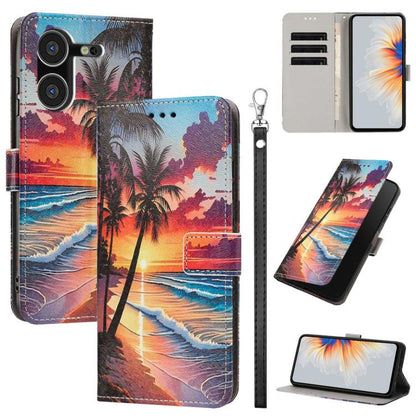 Painted Pattern Vegan Leather Phone Case with Strap, For Tecno Pova 5 4G, For Tecno Camon 20 Premier, For Tecno Camon 20 Pro 5G, For Tecno Camon 20/20 Pro, For Tecno Spark 10/Spark 10C, For Tecno Spark Go 2023, For Tecno Spark 10 Pro/K17 4G