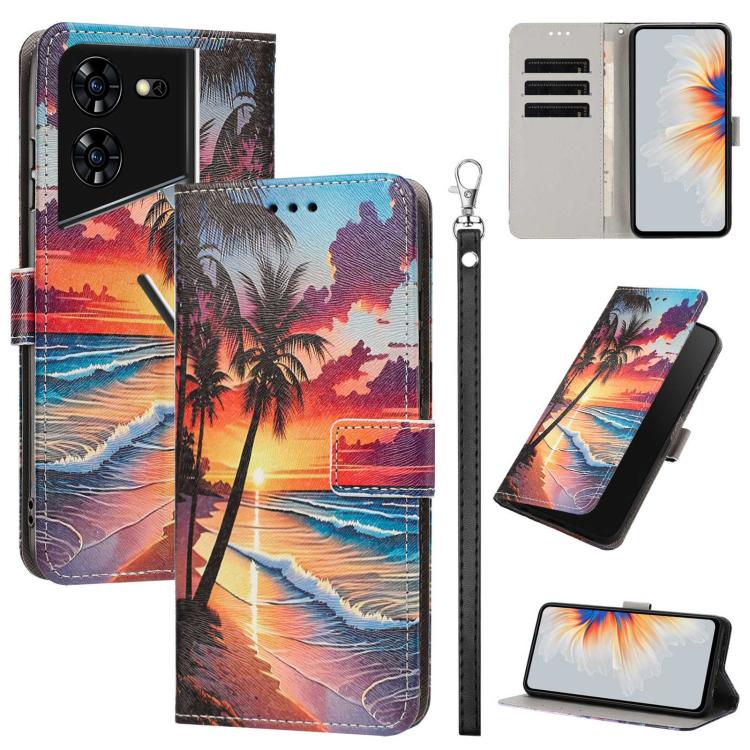 Painted Pattern Vegan Leather Phone Case with Strap, For Tecno Spark 30C, For Tecno Spark Go 1, For Tecno Spark 20 Pro 5G, For Tecno Camon 30 Premier 5G/CL 9, For Tecno Pova 6 Neo, For Tecno Pova 6/Pova 6 Pro, For Tecno Camon 30 Pro, For Tecno Camon 30...