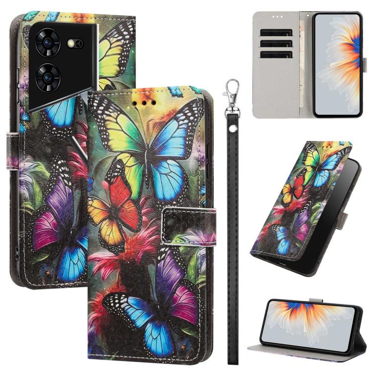 Painted Pattern Vegan Leather Phone Case with Strap, For Tecno Spark 30C, For Tecno Spark Go 1, For Tecno Spark 20 Pro 5G, For Tecno Camon 30 Premier 5G/CL 9, For Tecno Pova 6 Neo, For Tecno Pova 6/Pova 6 Pro, For Tecno Camon 30 Pro, For Tecno Camon 30...