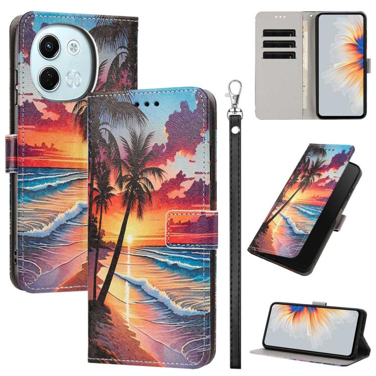 Painted Pattern Vegan Leather Phone Case with Strap, For Tecno Pova 7 Ultra 5G, For Tecno Pova 7 4G, For Tecno Camon 40 Pro, For Tecno Camon 40 Premier, For Tecno Camon 40, For Tecno Camon 40 Pro 5G Global, For Tecno Spark 30C 5G/Pop 9 5G              ...