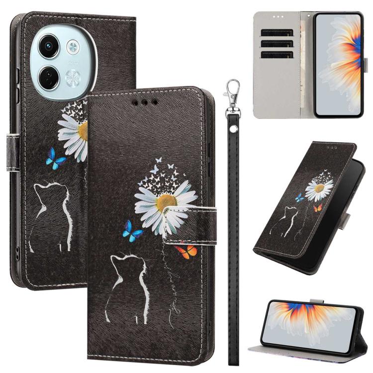 Painted Pattern Vegan Leather Phone Case with Strap, For Tecno Pova 7 Ultra 5G, For Tecno Pova 7 4G, For Tecno Camon 40 Pro, For Tecno Camon 40 Premier, For Tecno Camon 40, For Tecno Camon 40 Pro 5G Global, For Tecno Spark 30C 5G/Pop 9 5G              ...