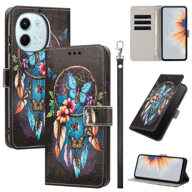 Painted Pattern Vegan Leather Phone Case with Strap, For Tecno Pova 7 Ultra 5G, For Tecno Pova 7 4G, For Tecno Camon 40 Pro, For Tecno Camon 40 Premier, For Tecno Camon 40, For Tecno Camon 40 Pro 5G Global, For Tecno Spark 30C 5G/Pop 9 5G              ...