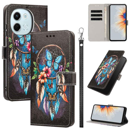 Painted Pattern Vegan Leather Phone Case with Strap, For Tecno Pova 7 Ultra 5G, For Tecno Pova 7 4G, For Tecno Camon 40 Pro, For Tecno Camon 40 Premier, For Tecno Camon 40, For Tecno Camon 40 Pro 5G Global, For Tecno Spark 30C 5G/Pop 9 5G              ...