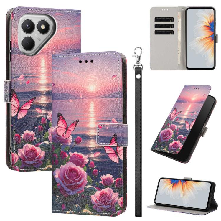 Painted Pattern Vegan Leather Phone Case with Strap, For Tecno Pova 7 Ultra 5G, For Tecno Pova 7 4G, For Tecno Camon 40 Pro, For Tecno Camon 40 Premier, For Tecno Camon 40, For Tecno Camon 40 Pro 5G Global, For Tecno Spark 30C 5G/Pop 9 5G              ...
