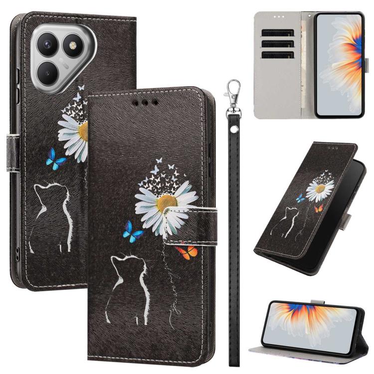 Painted Pattern Vegan Leather Phone Case with Strap, For Tecno Pova 7 Ultra 5G, For Tecno Pova 7 4G, For Tecno Camon 40 Pro, For Tecno Camon 40 Premier, For Tecno Camon 40, For Tecno Camon 40 Pro 5G Global, For Tecno Spark 30C 5G/Pop 9 5G              ...