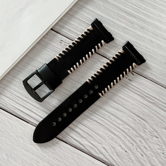 Bracelet de montre de rechange en cuir à surpiqûres main motif arête de poisson, Pour OPPO Watch 41mm, Pour OPPO Watch 46mm