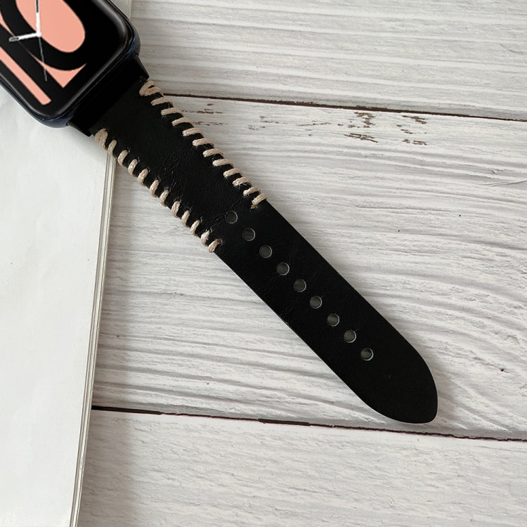 Fish Bone Hand Suture Leather Replacement Strap Watchband, For OPPO Watch 41mm, For OPPO Watch 46mm