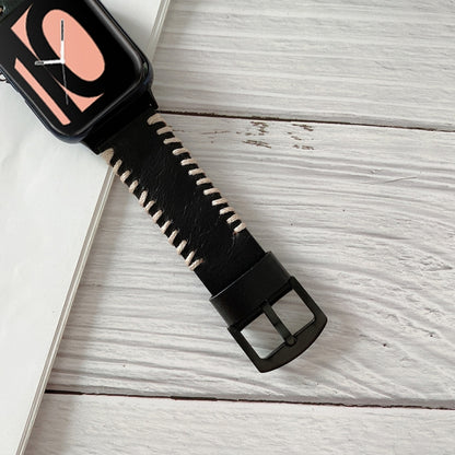 Fish Bone Hand Suture Leather Replacement Strap Watchband, For OPPO Watch 41mm, For OPPO Watch 46mm