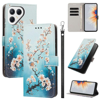 Painted Pattern Vegan Leather Phone Case with Strap, For Tecno Pova 7 Ultra 5G, For Tecno Pova 7 4G, For Tecno Camon 40 Pro, For Tecno Camon 40 Premier, For Tecno Camon 40, For Tecno Camon 40 Pro 5G Global, For Tecno Spark 30C 5G/Pop 9 5G              ...