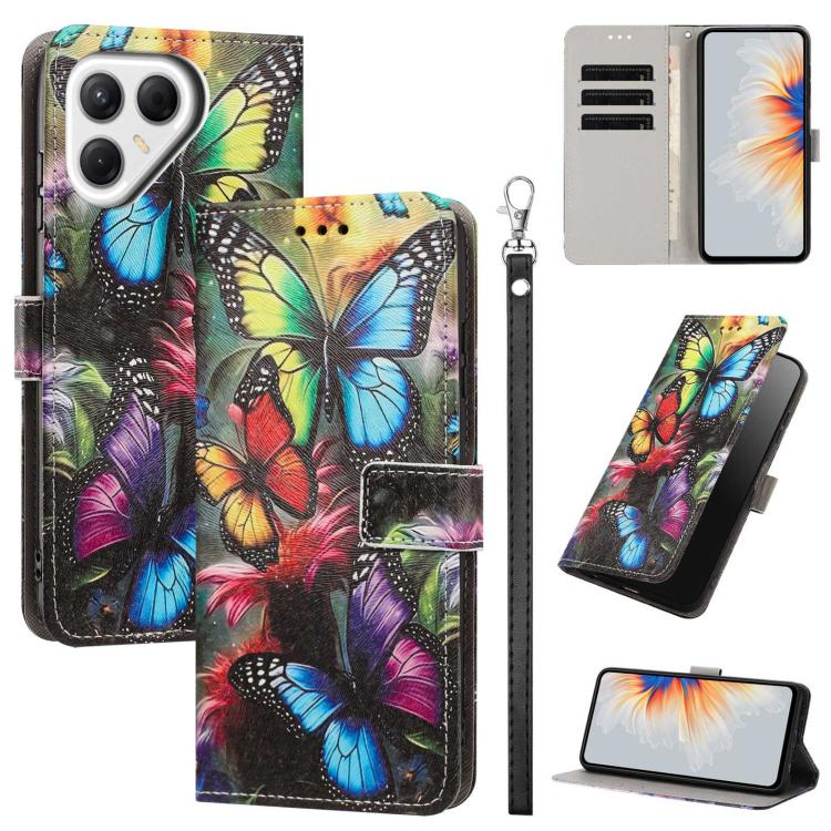 Painted Pattern Vegan Leather Phone Case with Strap, For Tecno Pova 7 Ultra 5G, For Tecno Pova 7 4G, For Tecno Camon 40 Pro, For Tecno Camon 40 Premier, For Tecno Camon 40, For Tecno Camon 40 Pro 5G Global, For Tecno Spark 30C 5G/Pop 9 5G              ...