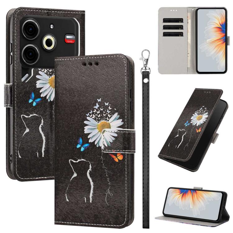 Painted Pattern Vegan Leather Phone Case with Strap, For Tecno Spark 30C, For Tecno Spark Go 1, For Tecno Spark 20 Pro 5G, For Tecno Camon 30 Premier 5G/CL 9, For Tecno Pova 6 Neo, For Tecno Pova 6/Pova 6 Pro, For Tecno Camon 30 Pro, For Tecno Camon 30...