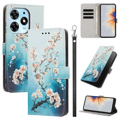 Painted Pattern Vegan Leather Phone Case with Strap, For Tecno Pova 5 4G, For Tecno Camon 20 Premier, For Tecno Camon 20 Pro 5G, For Tecno Camon 20/20 Pro, For Tecno Spark 10/Spark 10C, For Tecno Spark Go 2023, For Tecno Spark 10 Pro/K17 4G