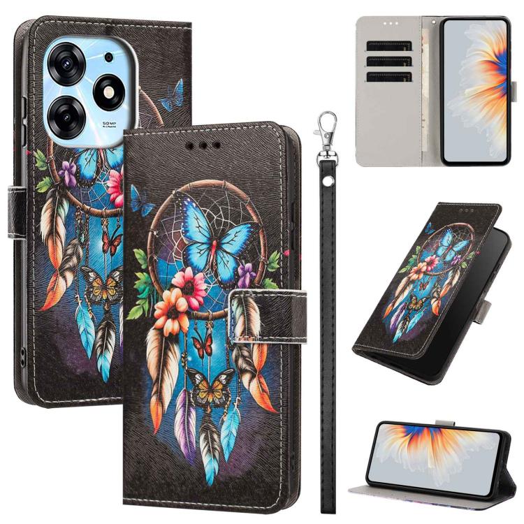 Painted Pattern Vegan Leather Phone Case with Strap, For Tecno Pova 5 4G, For Tecno Camon 20 Premier, For Tecno Camon 20 Pro 5G, For Tecno Camon 20/20 Pro, For Tecno Spark 10/Spark 10C, For Tecno Spark Go 2023, For Tecno Spark 10 Pro/K17 4G