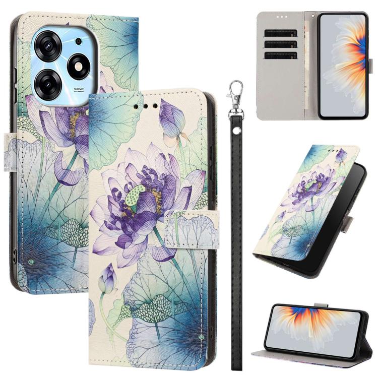 Painted Pattern Vegan Leather Phone Case with Strap, For Tecno Pova 5 4G, For Tecno Camon 20 Premier, For Tecno Camon 20 Pro 5G, For Tecno Camon 20/20 Pro, For Tecno Spark 10/Spark 10C, For Tecno Spark Go 2023, For Tecno Spark 10 Pro/K17 4G