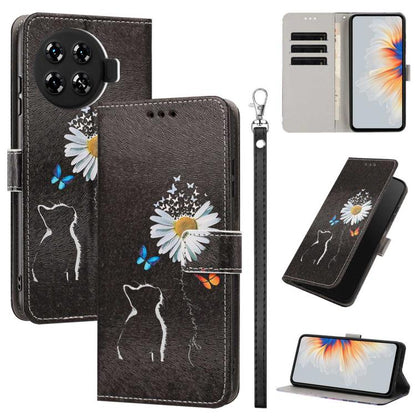 Painted Pattern Vegan Leather Phone Case with Strap, For Tecno Spark 30C, For Tecno Spark Go 1, For Tecno Spark 20 Pro 5G, For Tecno Camon 30 Premier 5G/CL 9, For Tecno Pova 6 Neo, For Tecno Pova 6/Pova 6 Pro, For Tecno Camon 30 Pro, For Tecno Camon 30...